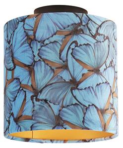 Taklampa med velour skugga fjärilar med guld 20 cm - Combi svart