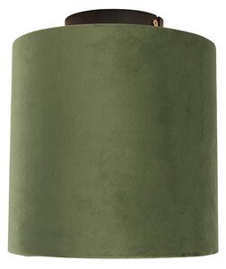 Taklampa med sammetskugga grön med guld 20 cm - Combi svart