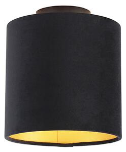 Taklampa med velour nyans svart med guld 20 cm - Combi svart