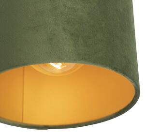 Taklampa med sammetskugga grön med guld 20 cm - Combi svart