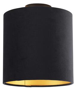 Taklampa med velour nyans svart med guld 25 cm - Combi svart