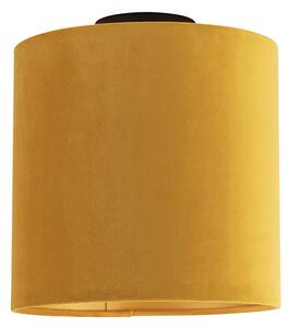 Taklampa med velour nyanser med guld 25 cm - Combi svart