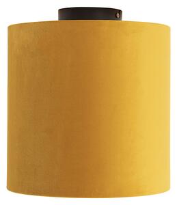 Taklampa med velour nyanser med guld 25 cm - Combi svart