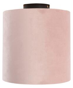 Taklampa med velour skugga gammal rosa med guld 25 cm - Combi svart