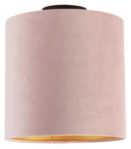 Taklampa med velour skugga gammal rosa med guld 25 cm - Combi svart