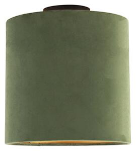 Taklampa med velour skugga grön med guld 25 cm - Combi svart