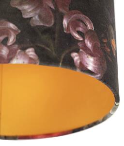 Taklampa med velour skugga blommor med guld 25 cm - Combi svart