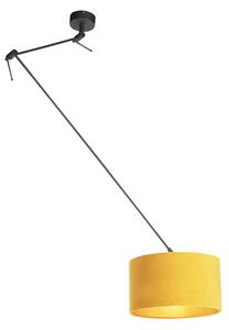 Hängande lampa med velour skugga ockra med guld 35 cm - Blitz I svart