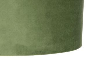 Hängande lampa med velour skugga grön med guld 35 cm - Blitz I svart
