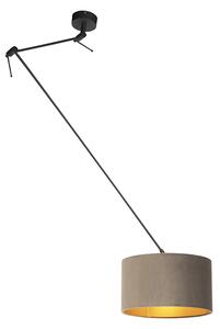 Hängande lampa med sammet skugga taupe med guld 35 cm - Blitz I svart