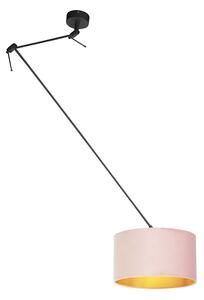 Hängande lampa med velour skugga gammal rosa med guld 35 cm - Blitz I svart