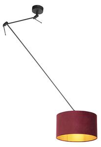 Hängande lampa med velour skugga röd med guld 35 cm - Blitz I svart