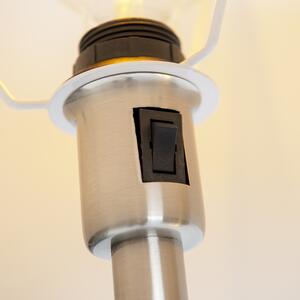 Klassisk golvlampa stål med vit skugga och läslampa - Retro