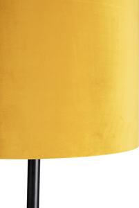 Svart golvlampa med velourskugga med guld 40 cm - Simplo
