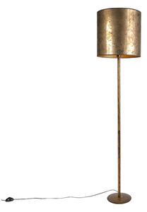 Vintage golvlampa guld med gammal bronsskugga 40 cm - Simplo