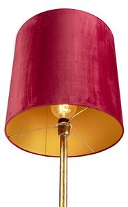 Vintage golvlampa guld med röd skugga 40 cm - Simplo