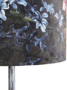 Vintage golvlampa antik grå skugga blommönster 40 cm - Simplo