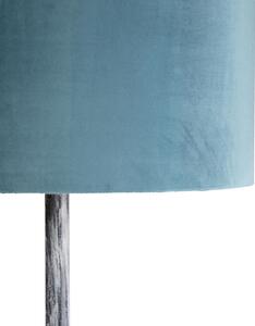 Golvlampa antik grå velourskugga blå 40 cm - Simplo