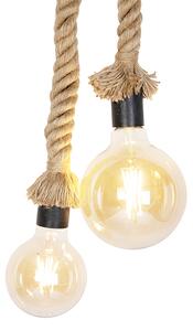 Lantlig hängande lampa av rep 2-ljus - Ropa
