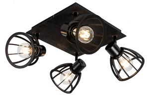 Industriell taklampa svart 4-ljus - Fotu