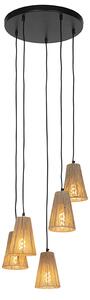 Landelijke hanglamp touw 5-lichts - Marrit