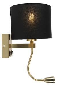 Art deco vägglampa guld med USB och svart skugga - Brescia