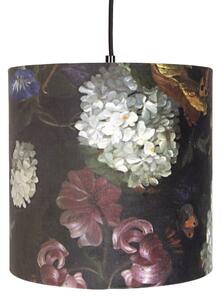 Hängande lampa med 3 sammetsblommor av blommor med guld - Cava