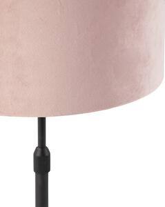 Bordslampa svart med velourskugga rosa med guld 25 cm - Parte