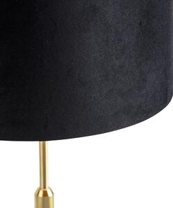 Bordslampa guld / mässing med velourskugga svart 25 cm - Parte