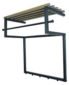 SPINDER DESIGN Rizzoli entréarrangemang, med 10 krokar, hängstång och trähylla - svart stål och tr&