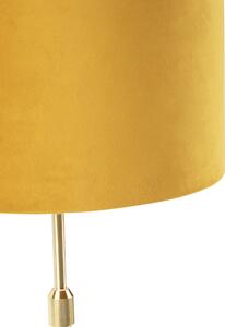 Bordslampa guld / mässing med velourskugga gul 25 cm - Parte