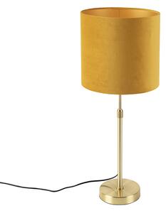 Bordslampa guld / mässing med velourskugga gul 25 cm - Parte