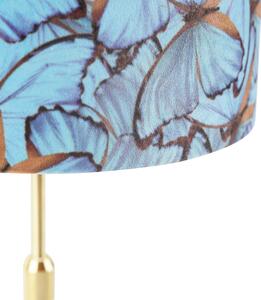 Bordslampa guld / mässing med velour skugga fjärilar 25 cm - Parte