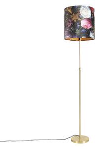 Golvlampa guld / mässing med velour skugga blommor 40/40 cm - Parte