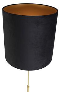 Golvlampa guld / mässing med velourskugga svart 40/40 cm - Parte