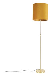 Golvlampa guld / mässing med velour skugga gul 40/40 cm - Parte