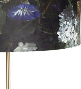 Golvlampa guld / mässing med velour skugga blommor 40/40 cm - Parte