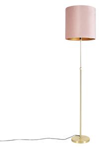 Golvlampa guld / mässing med velourskugga rosa 40/40 cm - Parte