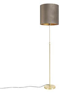 Golvlampa guld / mässing med sammetskärm taupe 40/40 cm - Parte