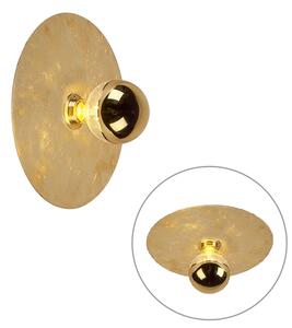 Modern vägglampa guld 30 cm - Diskett