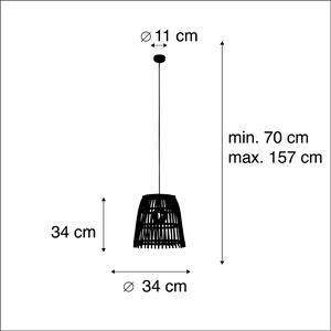 Nationell hängande lampa bambu 34 cm - Cane Bucket