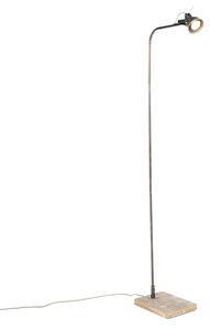 Industriell golvlampa svart med trä - Reena