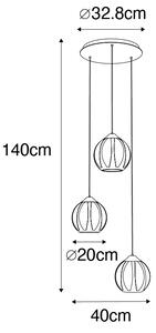 Design hängande lampa svart med guld 3-lampor - Melone