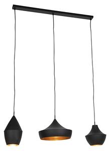 Skandinavisk hängande lampa svart med guld 3-lampor - Depeche
