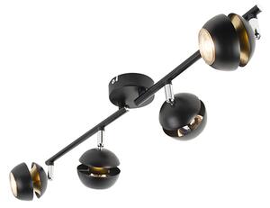 Modern 4-ljusspot, svart med guldinnerskärm - Buell Deluxe