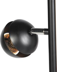 Modern golvlampa 3-spots svart med guldinnerskärm - Buell Deluxe