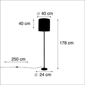 Svart golvlampa med velourskugga påfågelguld 40 cm - Simplo