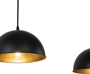 Industriell hängande lampa svart med guld 3-lampor - Magnax