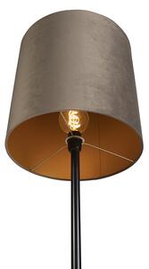 Golvlampa svart med velour skugga taupe och guld 40 cm - Simplo