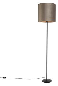 Golvlampa svart med velour skugga taupe och guld 40 cm - Simplo